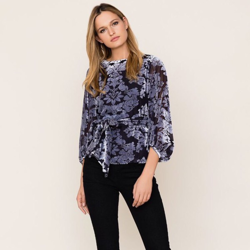 New Yumi Kim Lapis Velvet Burn Out Burnout Devoré  Kiss and Tell Top Blouse